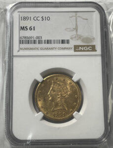 1891-CC $10 Liberty NGC MS61